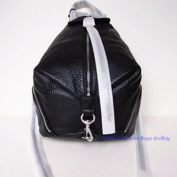 NWT Rebecca Minkoff Julian Large Leather Backpack BLACK Silvertone HW AUTHENTIC main image 11